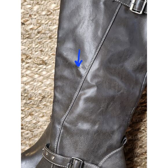 Rialto Women's Dark Gray Leather Tall Heel Fashion Boots Size 10 M Knee-high - Picture 10 of 11